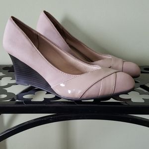 7m Life Stride Greyish Nude Memory Foam Wedges